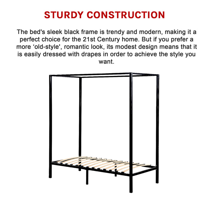 4 Four Poster Single Bed Frame