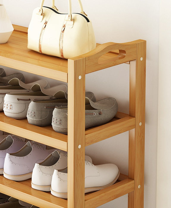 6 Layers Natural Wood Bamboo Shelf Entryway Storage Shoe Rack Home Furniture