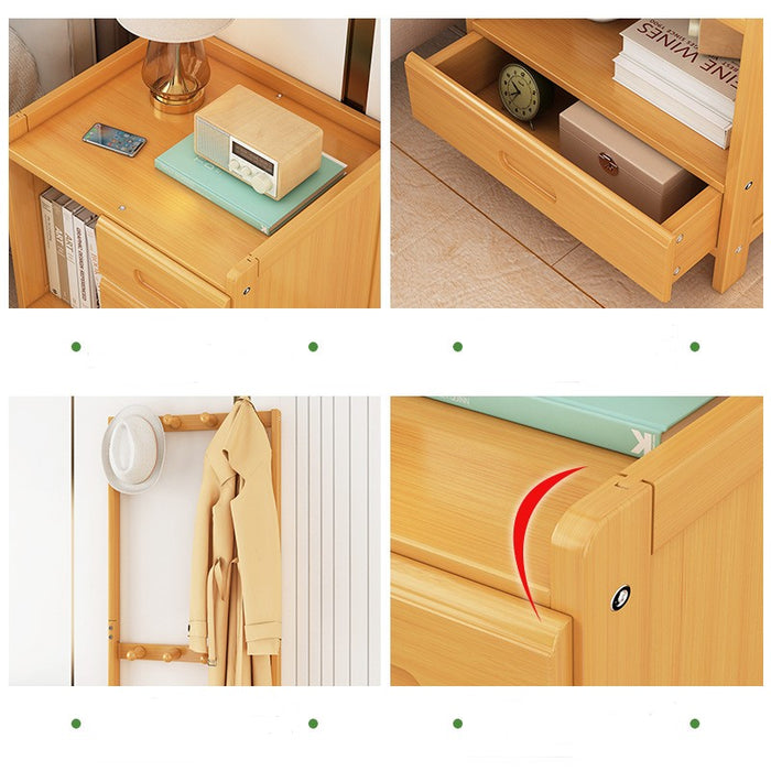 Wooden Hall Stand Modern Style Minimalist Home Floor Coat Rack with Drawer