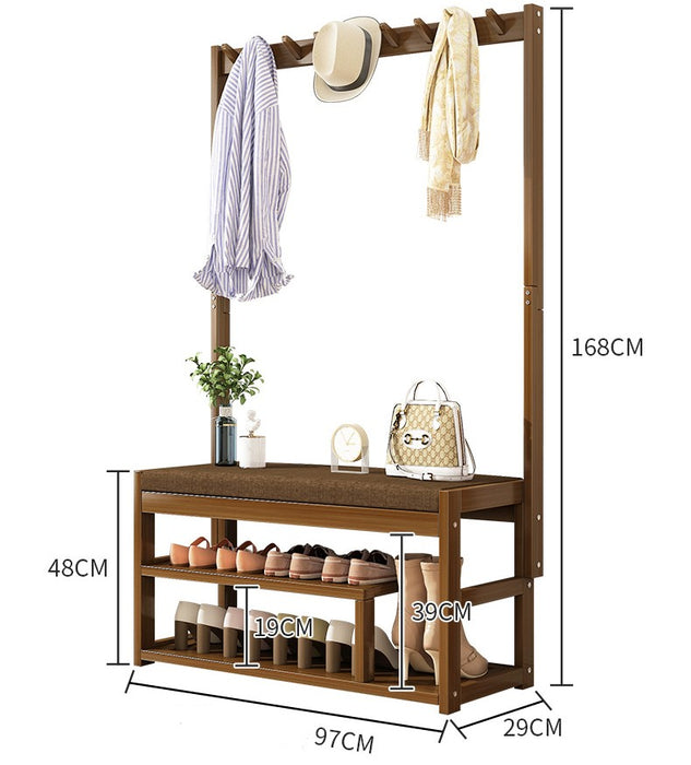 100cm Hallway Bench Coat Rack Stand Multifunctional Hall Shelf Entryway