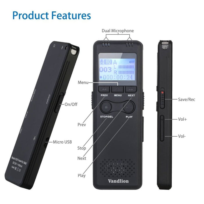 32g 64gb 128g Portable V30 Digital Voice Audio Activated