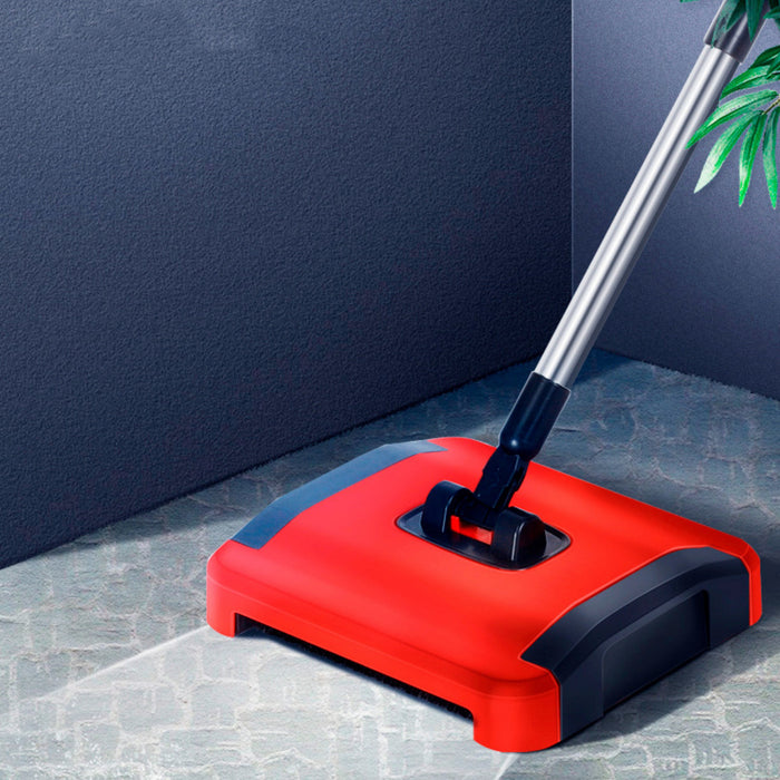 Sweep Carpet & Floor Manual Light Sweeper Dual Rotating Brushes