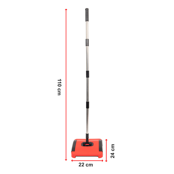 Sweep Carpet & Floor Manual Light Sweeper Dual Rotating Brushes