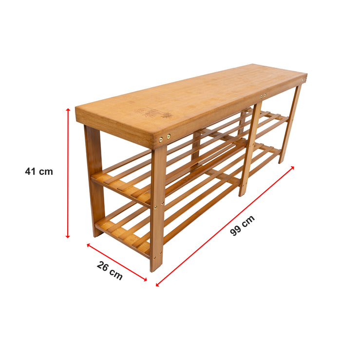 Bamboo Shoe Rack Wooden Bench Storage Organiser Cabinet Holder Stool