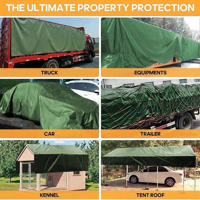 3x4M Army Heavy Duty Waterproof Canvas Tarp Tarpaulin Sun Blocked Dustproof