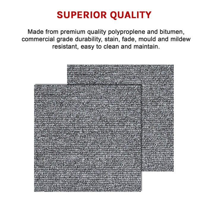 5m2 Box of Premium Carpet Tiles Commercial Domestic Office Heavy Use Flooring Grey