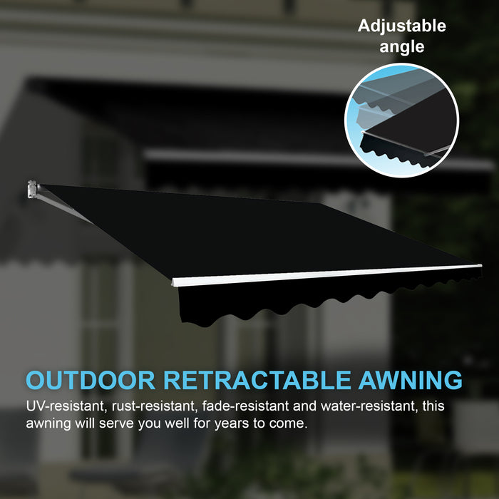 Motorised Outdoor Folding Arm Awning Retractable Sunshade Canopy Black 3.0m x 2.5m