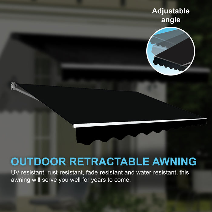 Outdoor Folding Arm Awning Retractable Sunshade Canopy Black 3.0m x 2.5m