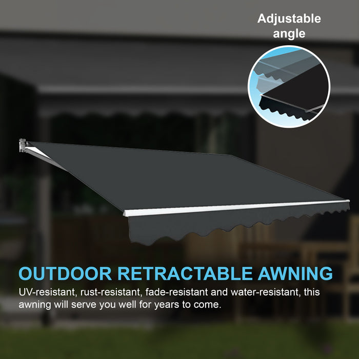 Outdoor Folding Arm Awning Retractable Sunshade Canopy Grey 3.0m x 2.5m