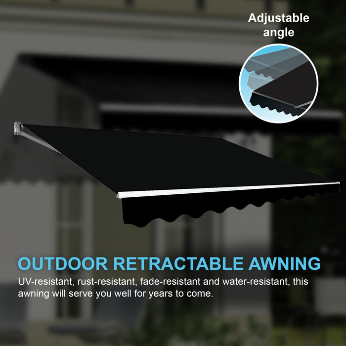 Outdoor Folding Arm Awning Retractable Sunshade Canopy Black 4.0m x 2.5m