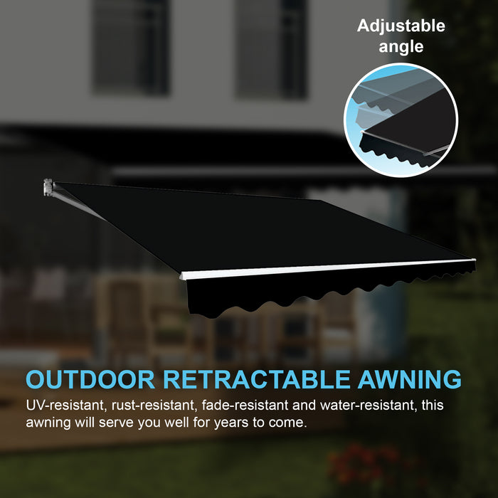 Motorised Outdoor Folding Arm Awning Retractable Sunshade Canopy Black 5.0m x 2.5m