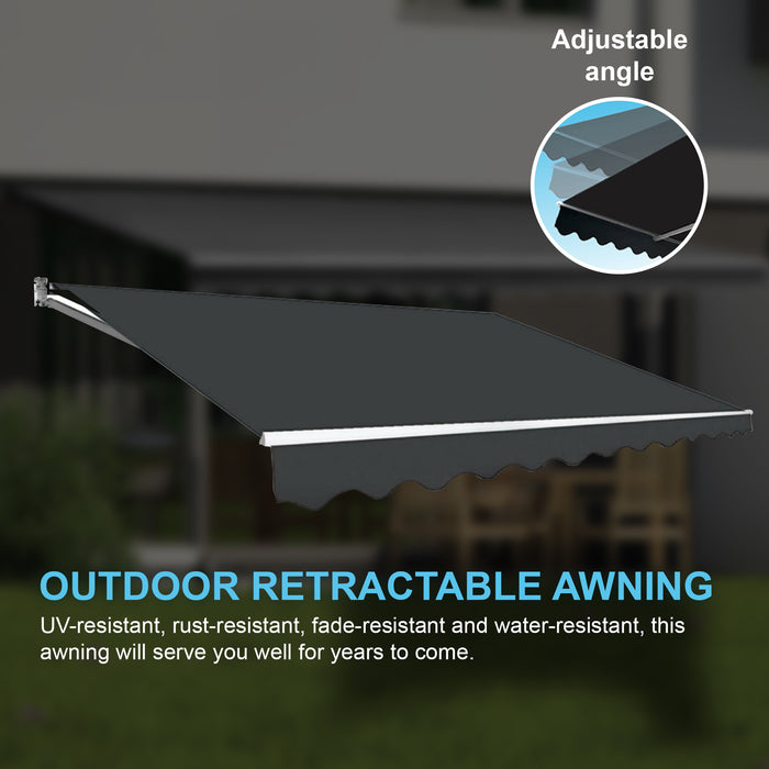 Outdoor Folding Arm Awning Retractable Sunshade Canopy Grey 4.0m x 3.0m