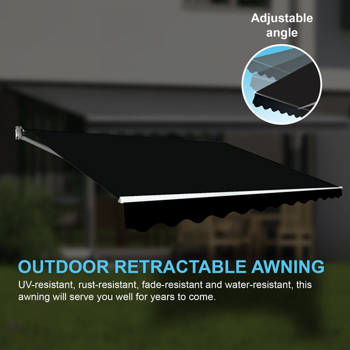 Outdoor Folding Arm Awning Retractable Sunshade Canopy Black 5.0m x 3.0m