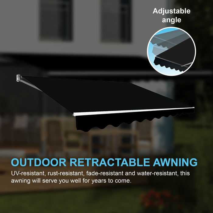 Motorised Outdoor Folding Arm Awning Retractable Sunshade Canopy Black 5.0m x 3.0m