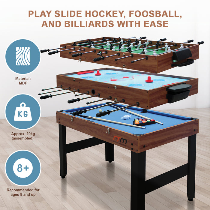 4FT 3-in-1 Games Foosball Soccer Hockey Pool Table