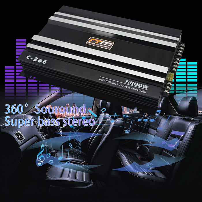 5800W Watt 4 Channel Car Truck Amplifier Stereo Audio Speaker Amp System Device