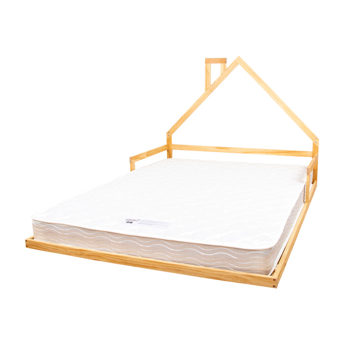 Pine Wood Floor Bed House Frame for Kids and Toddlers