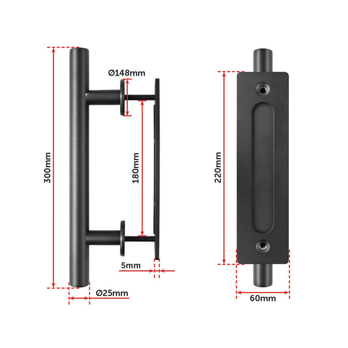 Carbon Steel Door Handle & Flush Pull Wood Door Gate Hardware 12"