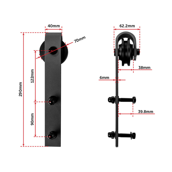 1.8m Sliding Barn Door Hardware