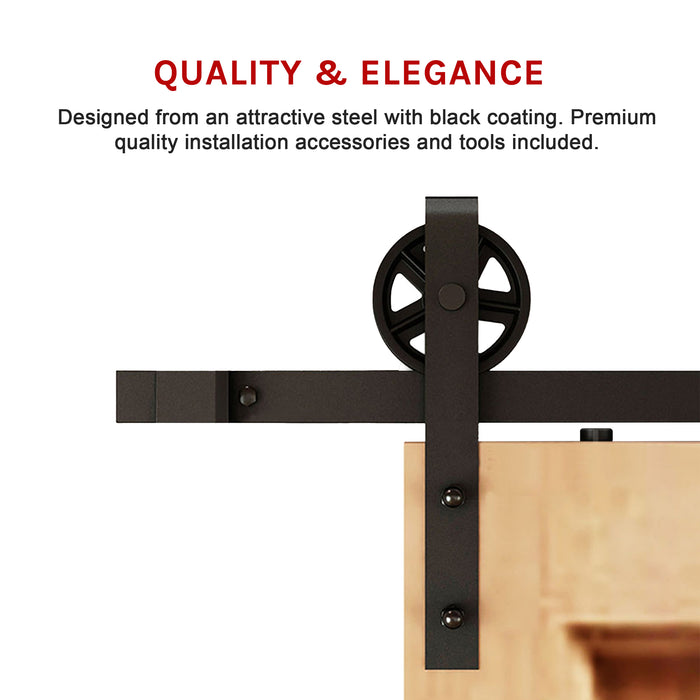 2M Big Spoke Wheel Sliding Barn Door Hardware