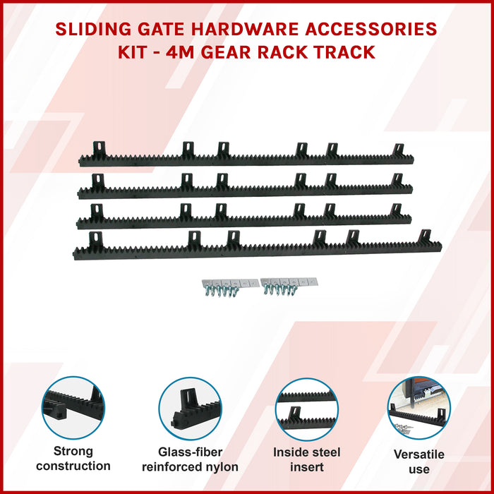 Sliding Gate Hardware Accessories Kit - 4m Gear Rack Track