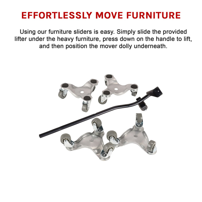 4 X All-purpose Dolly Metal Heavy Duty Furniture Mover Slider Set