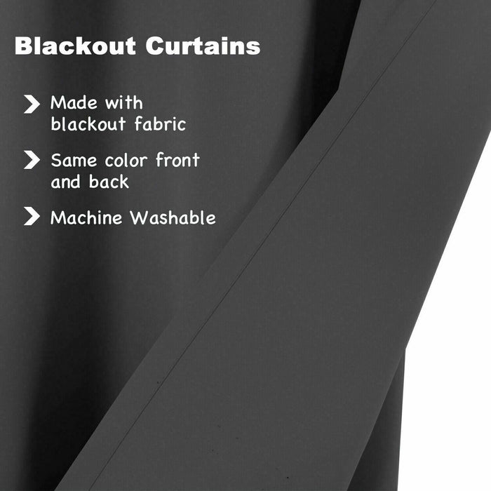 2X Blockout Curtains Blackout Window Curtain Draperies Pair Eyelet for Bedroom 132  x 160cm Black