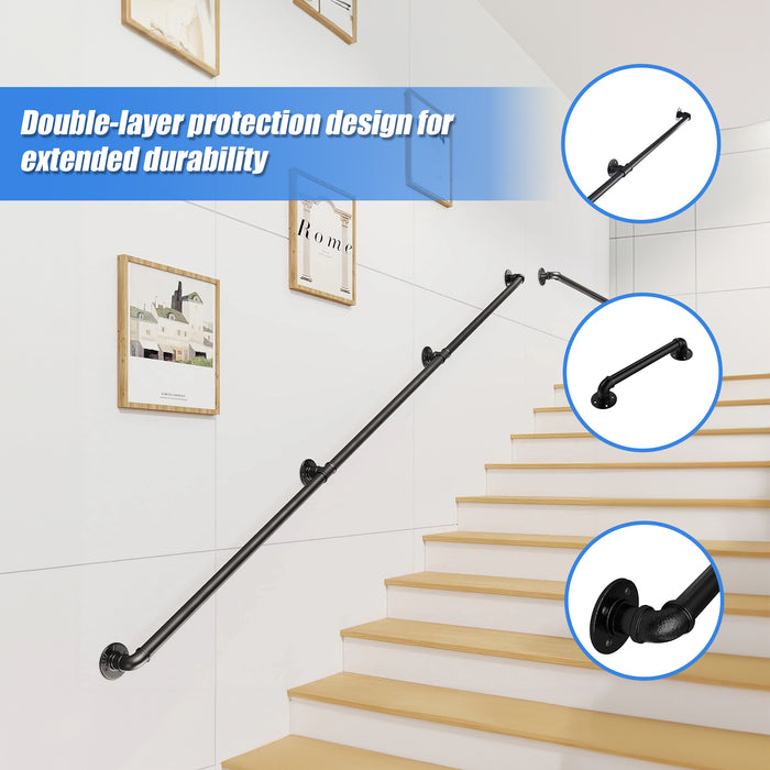 1m Handrail Stair Rail Grab Balustrade Staircase Banister + Installation Kit