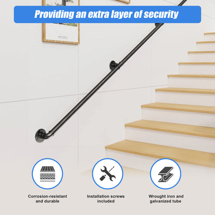 1m Handrail Stair Rail Grab Balustrade Staircase Banister + Installation Kit