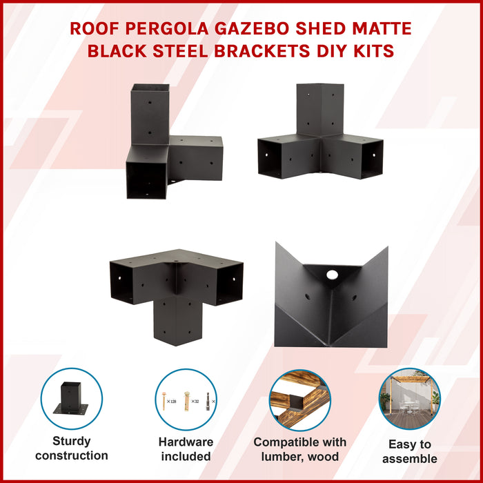 Roof Pergola Gazebo Shed Matte Black Steel Brackets DIY Kits