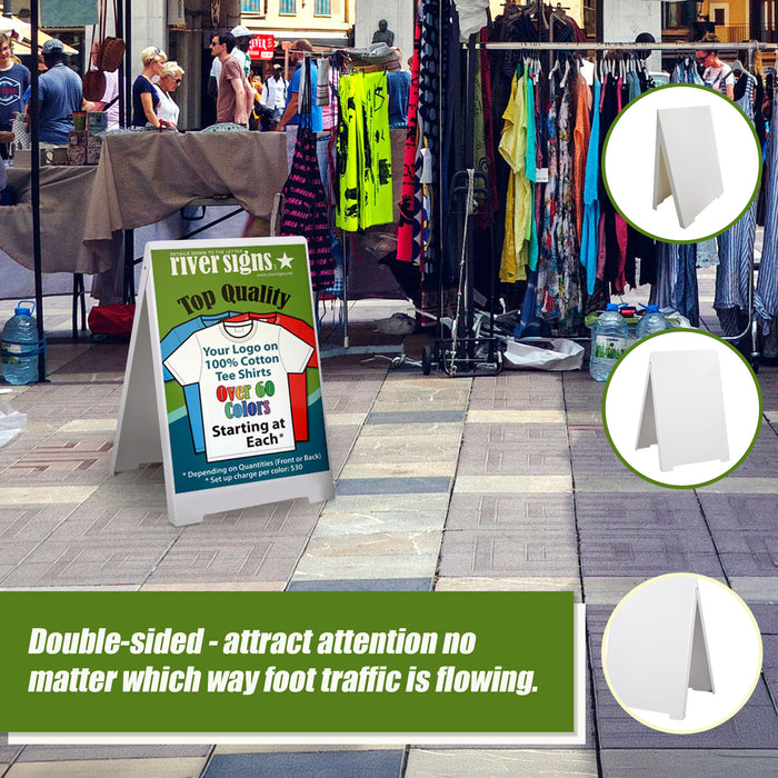 Double Side Sidewalk A-frame Sign Sandwich Board holds Graphic Plastic Panels