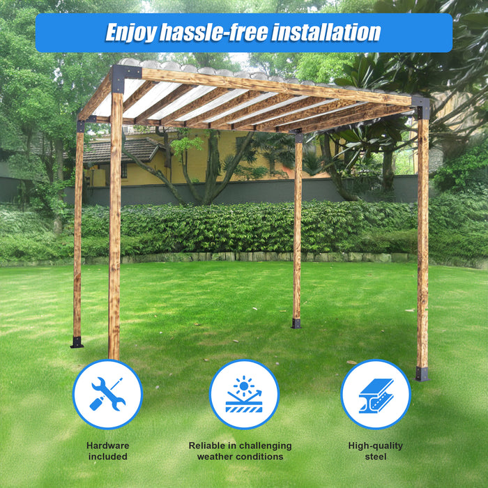 Roof Pergola Gazebo Shed Matte Black Steel Brackets DIY Kits