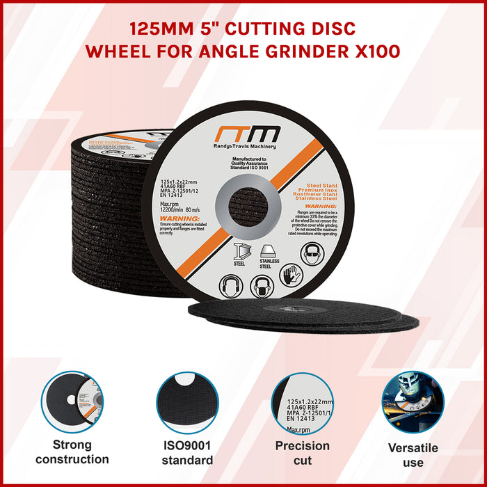 125mm 5" Cutting Disc Wheel for Angle Grinder x100