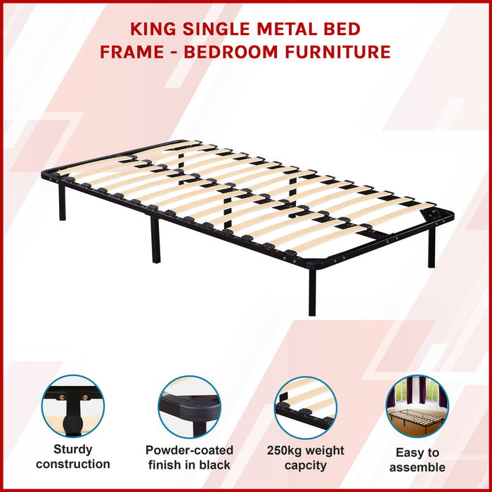 King Single Metal Bed Frame - Bedroom Furniture