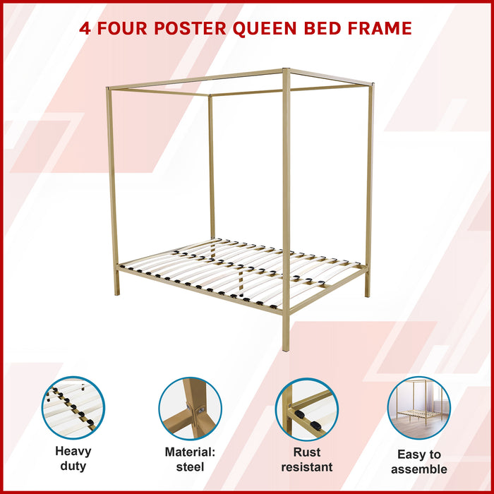 4 Four Poster Queen Bed Frame