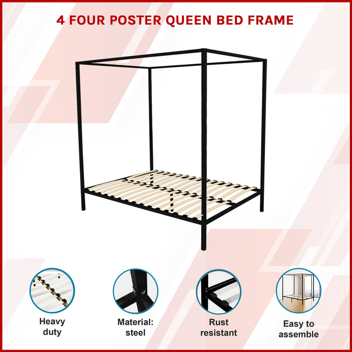 4 Four Poster Queen Bed Frame