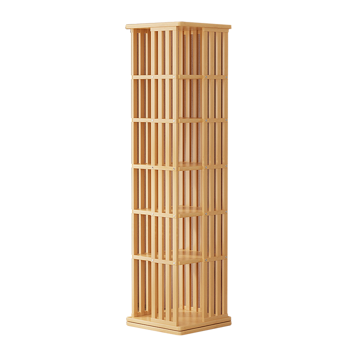 360 Rotating Bookshelf Bamboo Storage Display Rack Shelving in Wood