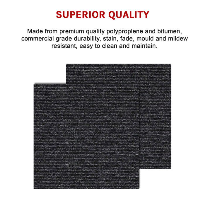 5m2 Box of Premium Carpet Tiles Commercial Domestic Office Heavy Use Flooring Charcoal