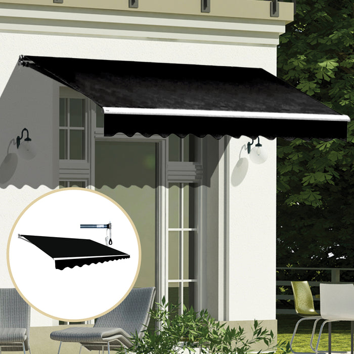 Motorised Outdoor Folding Arm Awning Retractable Sunshade Canopy Black 4.0m x 2.5m