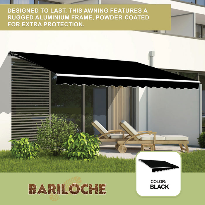 Outdoor Folding Arm Awning Retractable Sunshade Canopy Black 5.0m x 2.5m