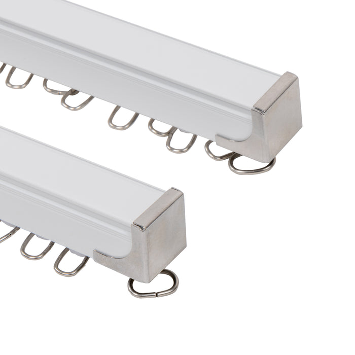 1.5m Double Curtain Tracks Aluminium Rail & Brackets For Both Curtain and Sheer with ceiling and wall accessories