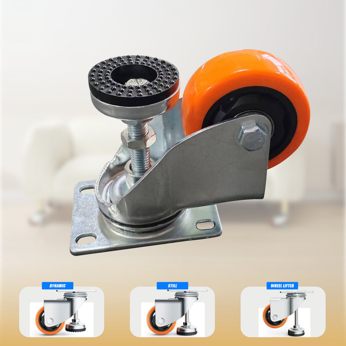 Leveling Casters Swivel Wheels Set of 4 360 kg Total Load Capacity