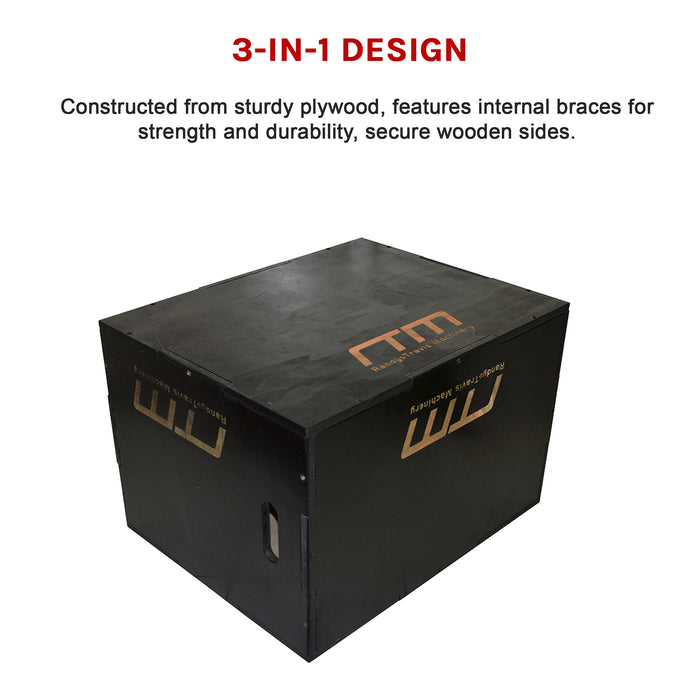 3 IN 1 Black Wood Plyo Games Plyometric Jump Box