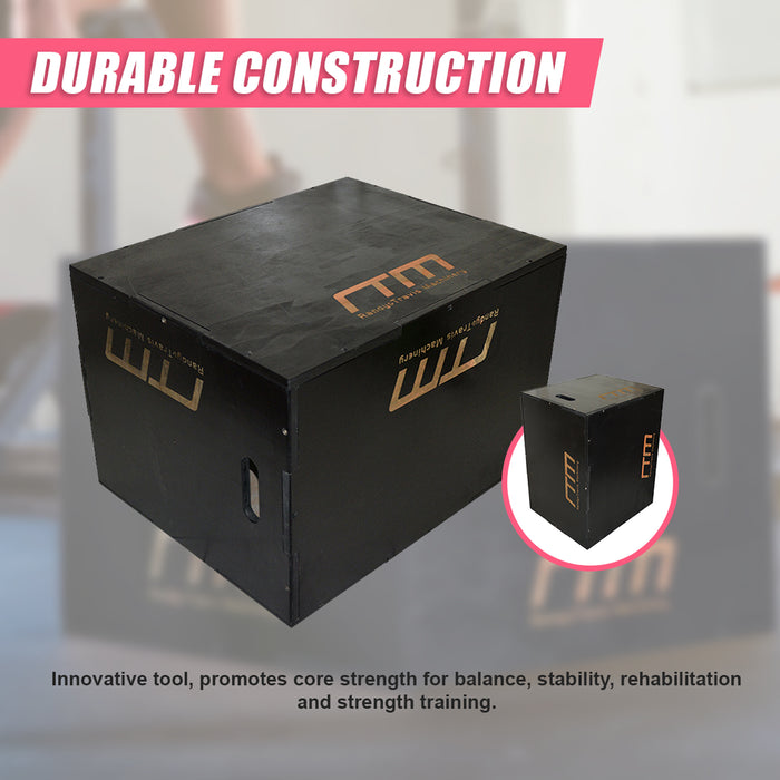 3 IN 1 Black Wood Plyo Games Plyometric Jump Box