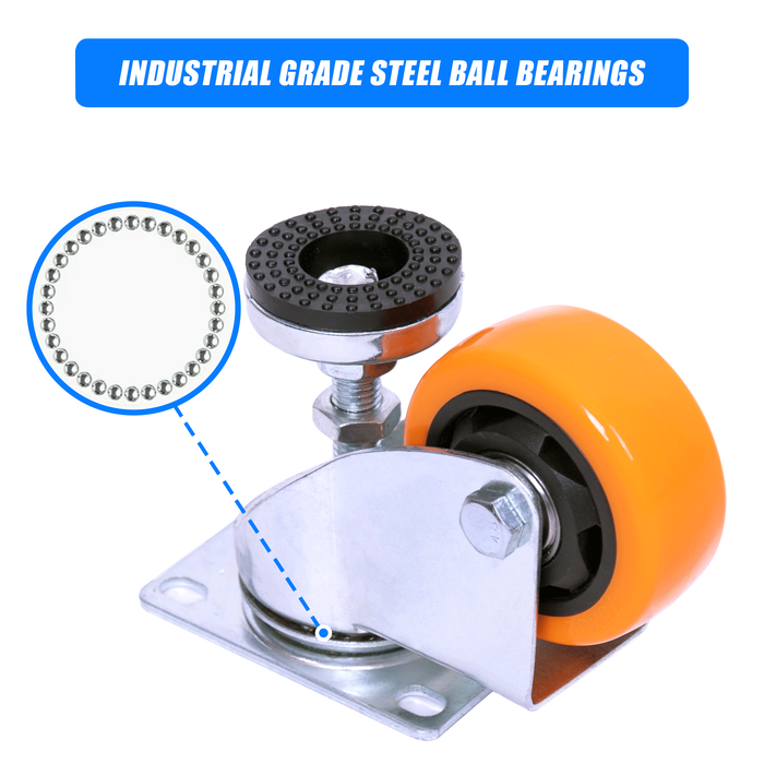 Leveling Casters Swivel Wheels Set of 4 360 kg Total Load Capacity