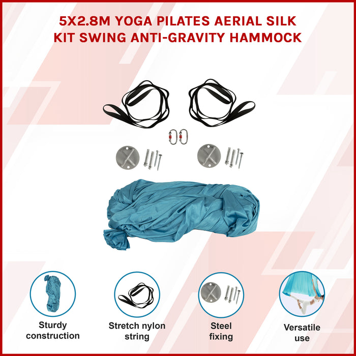 5x2.8m Yoga Pilates Aerial Silk Kit Swing Anti-Gravity Hammock