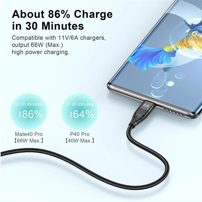 66w Fast Charge Usb c Cable For Huawei P40/p50 Pro