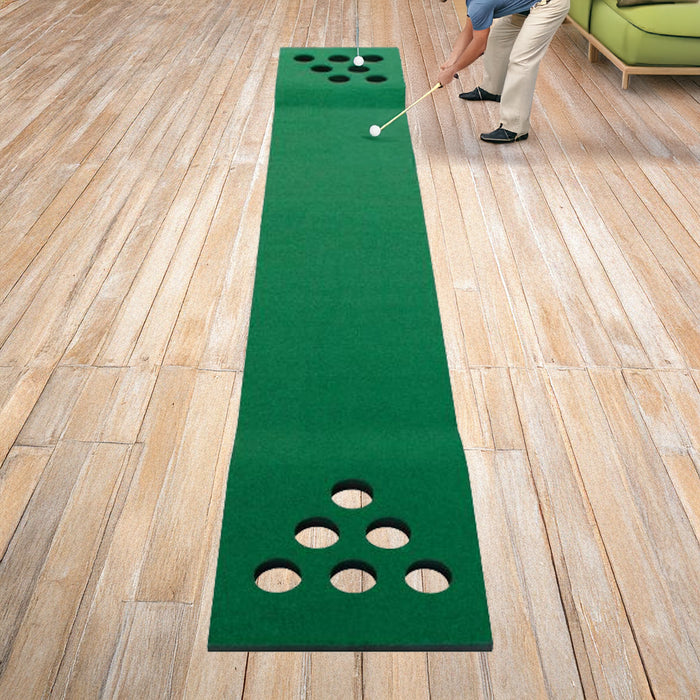 Golf Beer Pong Game Toy Set Green Golf Putting Matt with 2 Putters 6 Balls