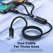 6a 3in1 Fast Charging Cable For Iphone x Xiaomi Oneplus