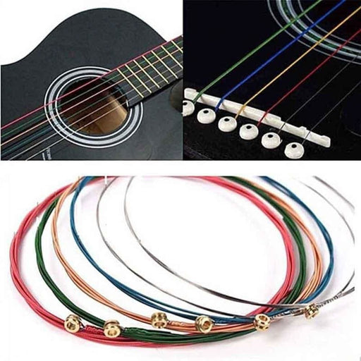 6pcs Set Acoustic Guitar Strings Rainbow Colourful